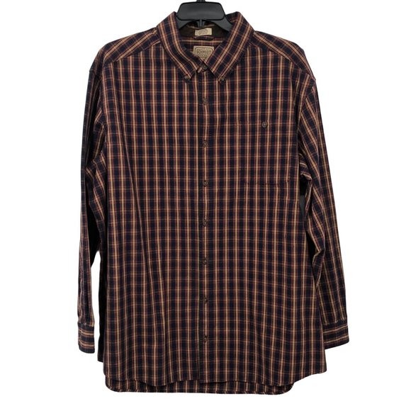 CE Schmidt Workwear Shirt Mens 2XLT Tall Used Navy Brown Tan Plaid - Picture 14 of 14